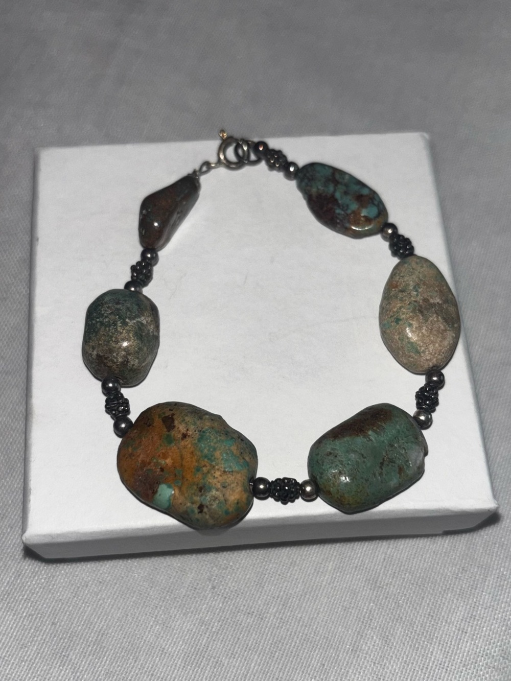 New Turquoise Stone Beaded Bracelet Rustic Boho Western Stretch Bracelet